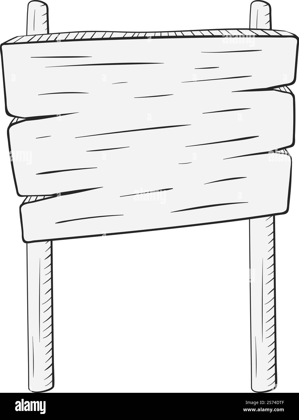 Gabarit de panneau d'affichage en bois. Vieille bannière en bois dans le style de ligne mince isolé sur fond blanc. Gabarit de panneau d'affichage en bois. Ancienne bannière en bois dans le style de ligne mince Illustration de Vecteur