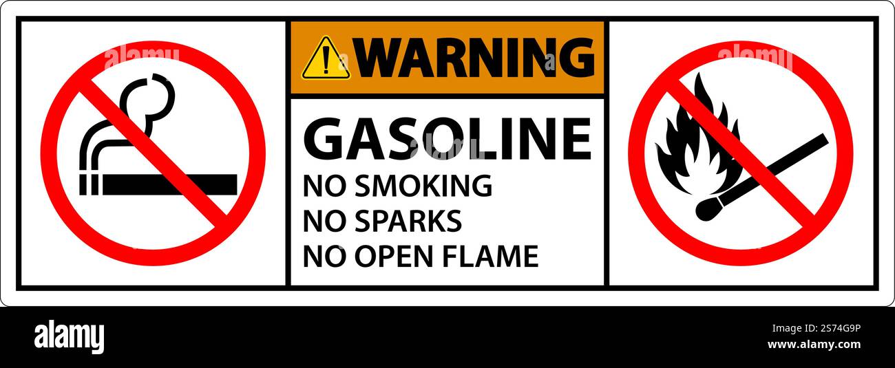 Avertissement essence ne pas fumer étincelles ou flammes nues Illustration de Vecteur