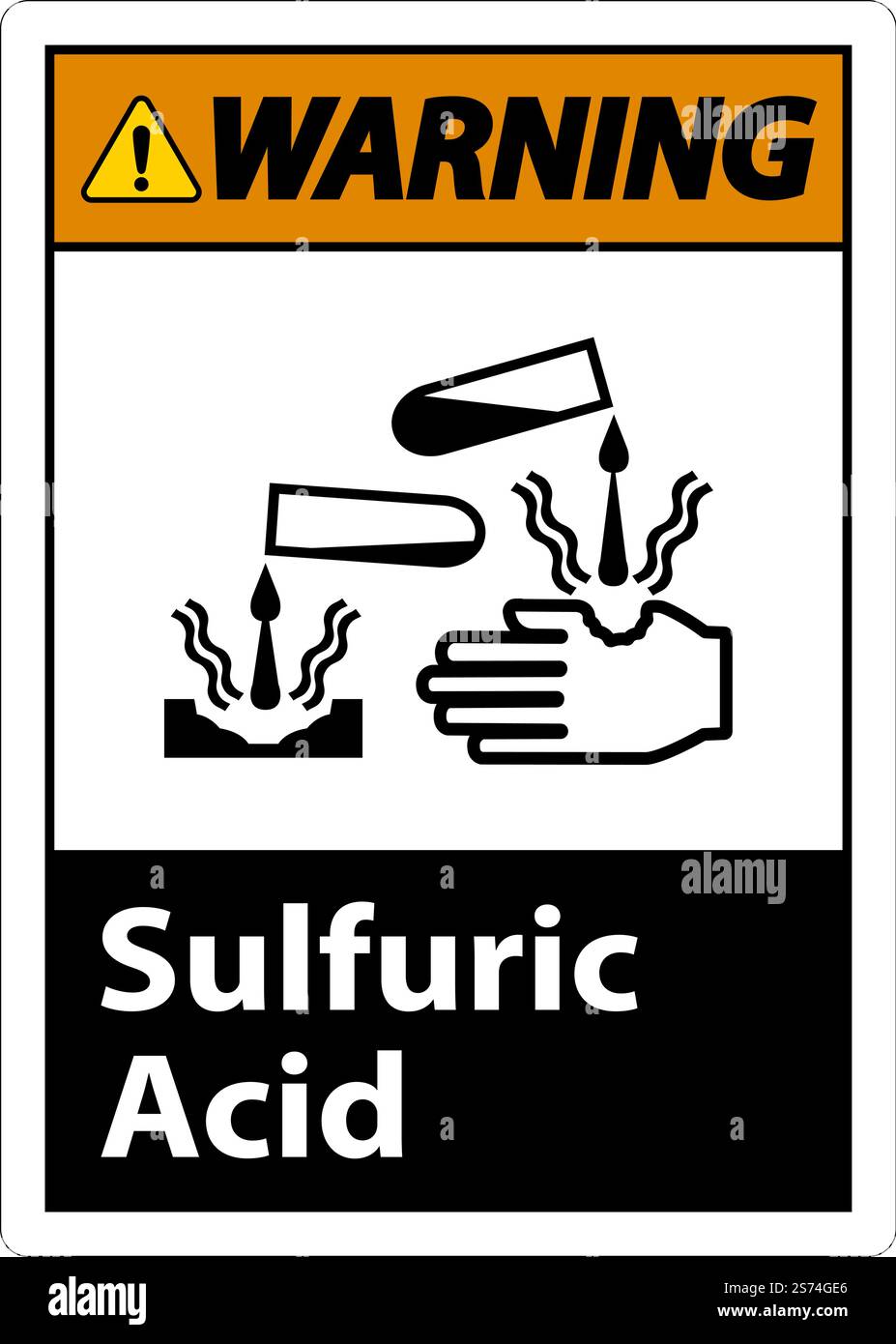 Avertissement acide sulfurique sur fond blanc Illustration de Vecteur