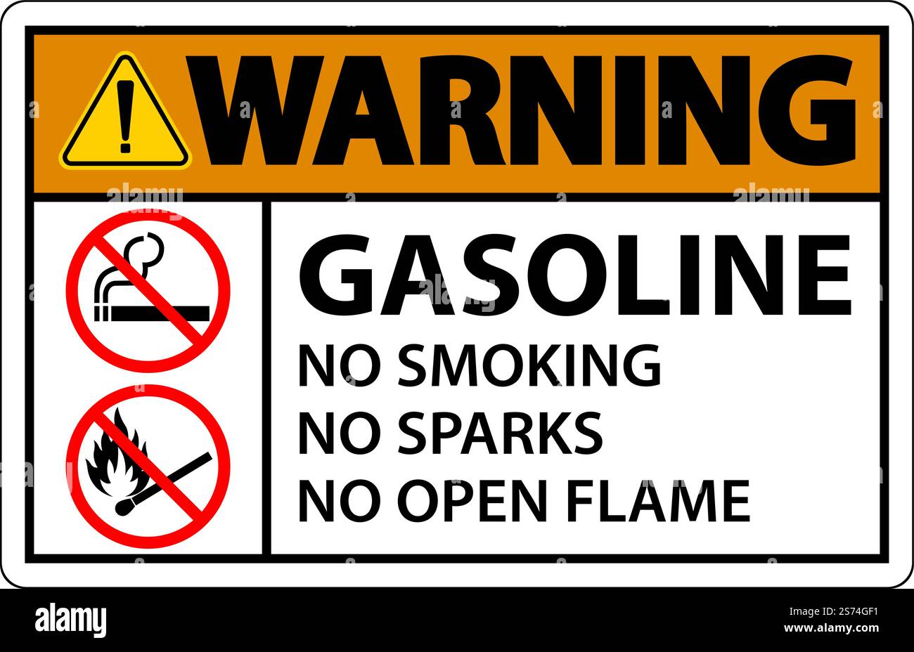Avertissement essence ne pas fumer étincelles ou flammes nues Illustration de Vecteur