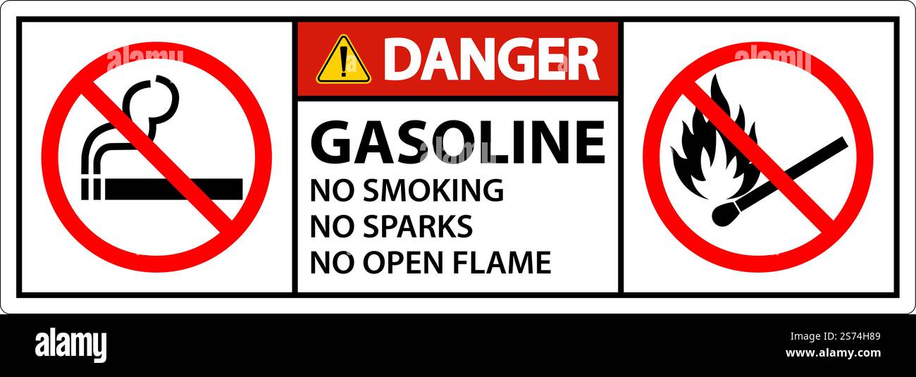 Danger essence ne pas fumer étincelles ou flammes nues Illustration de Vecteur