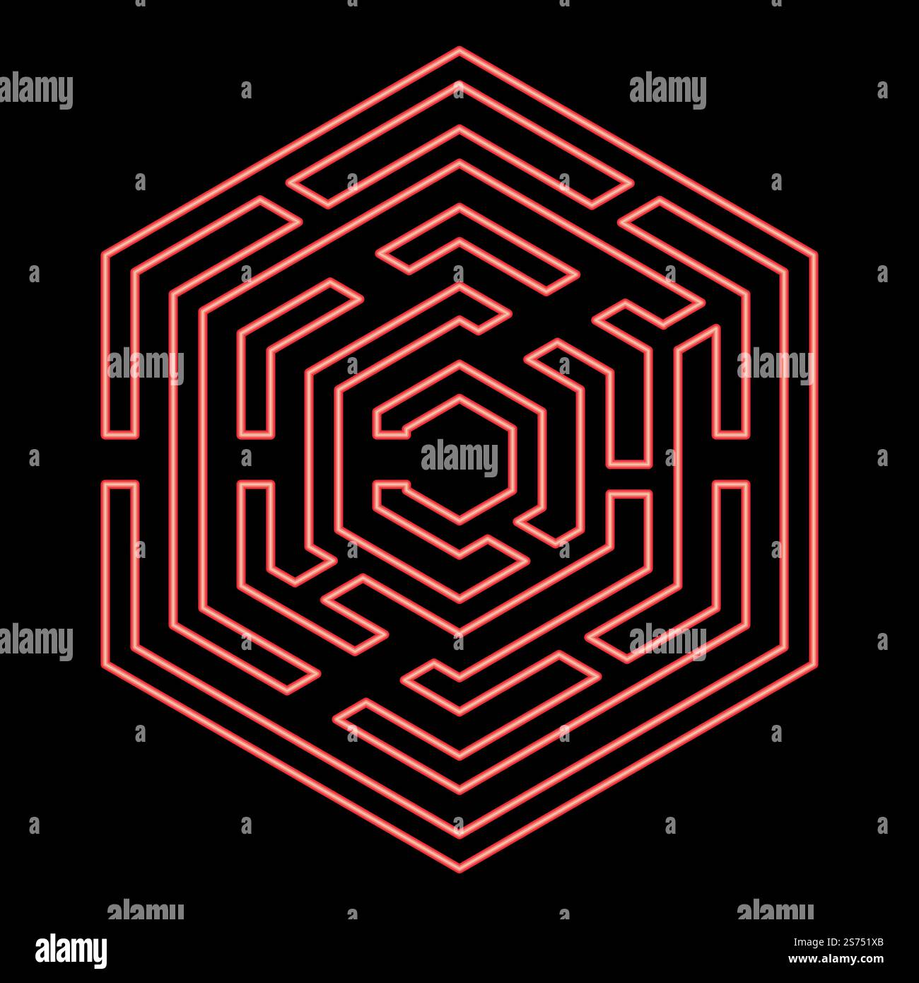 Labyrinthe hexagonal labyrinthe hexagonal de labyrinthe de labyrinthe hexagonal de néon avec six coins rouge illustration vectorielle image de style plat. Labyrinthe hexagonal labyrinthe hexagonal de labyrinthe de labyrinthe hexagonal de néon avec six coins d'illustration vectorielle de couleur rouge style plat Illustration de Vecteur
