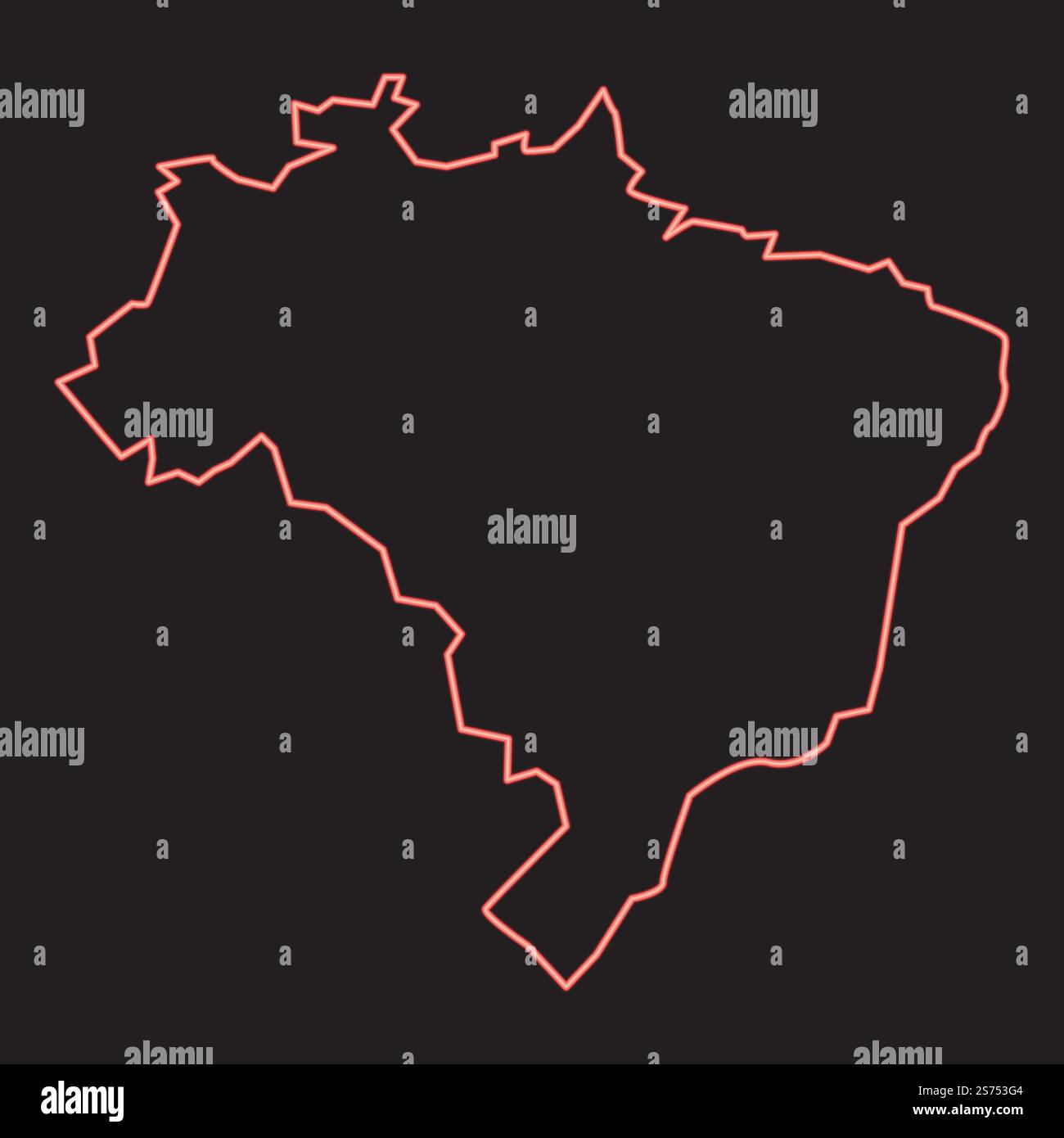 Carte néon de couleur rouge du brésil illustration vectorielle image plat style lumière. Carte au néon du brésil rouge illustration vectorielle image style plat Illustration de Vecteur