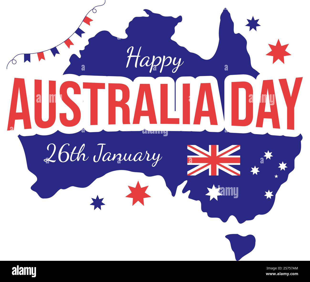 Happy Australia Day observé chaque année sur 26 janvier avec drapeaux et carte de la diversité des peuples dans un dessin-modèle de dessin animé à la main Illustration de Vecteur