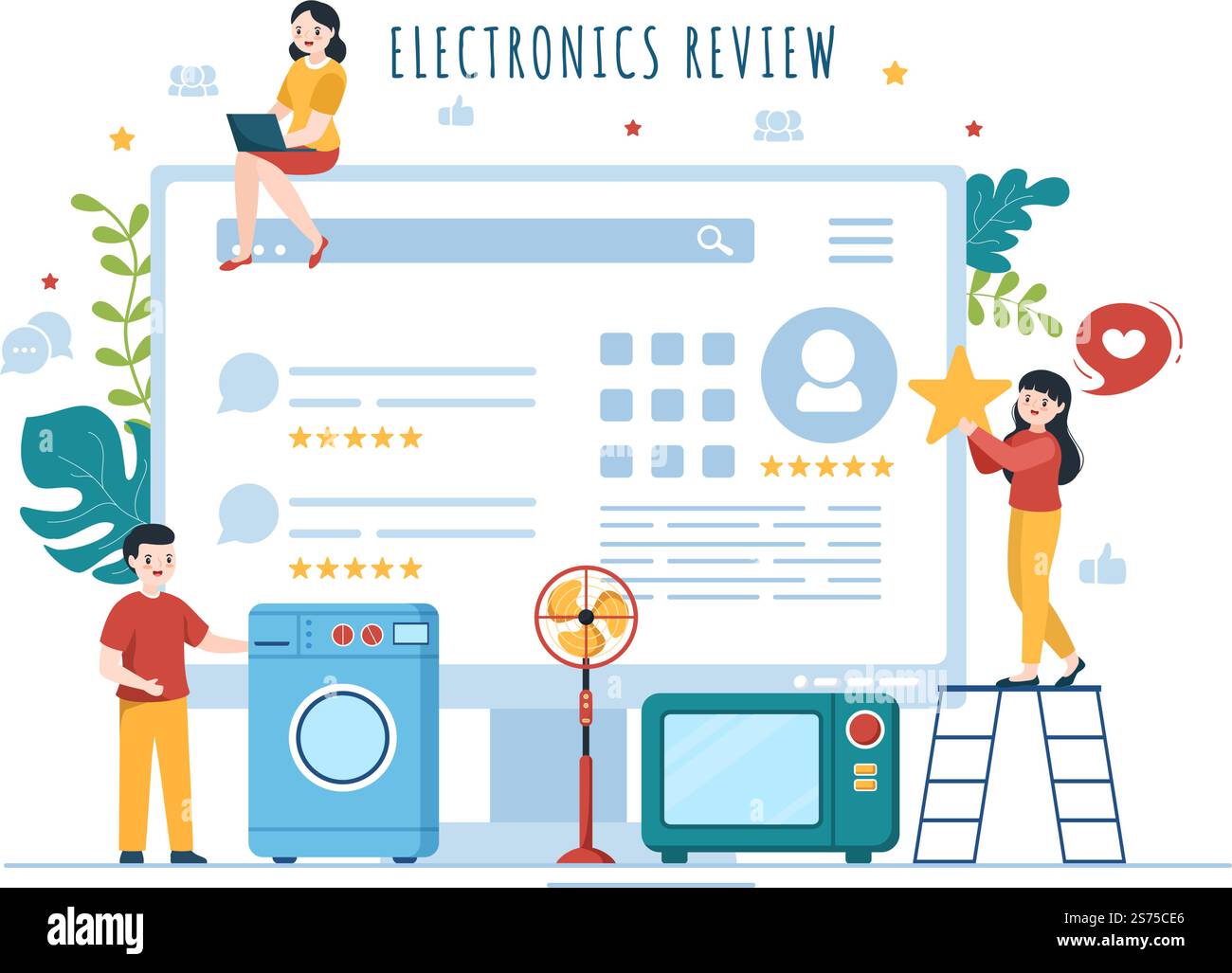 Examen de l'électronique avec évaluation par le client de la qualité de service ou de l'application et commentaires dans l'illustration des modèles de dessin animé à main de dessin animé à plat Illustration de Vecteur Examen de l'électronique avec évaluation par le client de la qualité de service ou de l'application et commentaires dans l'illustration des modèles de dessin animé à main de dessin animé à plat Illustration de Vecteur