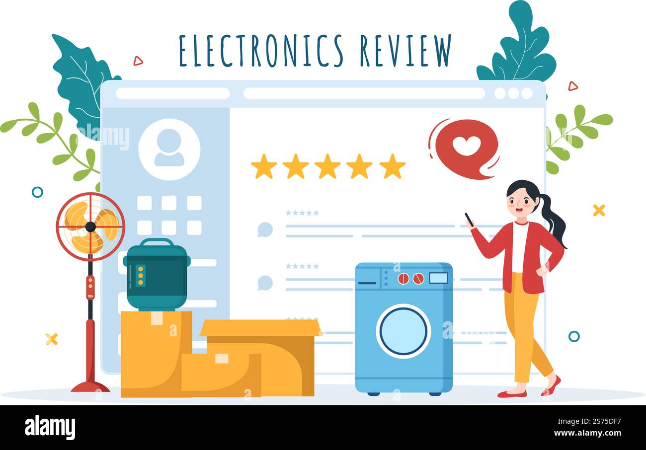 Examen de l'électronique avec évaluation par le client de la qualité de service ou de l'application et commentaires dans l'illustration des modèles de dessin animé à main de dessin animé à plat Illustration de Vecteur Examen de l'électronique avec évaluation par le client de la qualité de service ou de l'application et commentaires dans l'illustration des modèles de dessin animé à main de dessin animé à plat Illustration de Vecteur