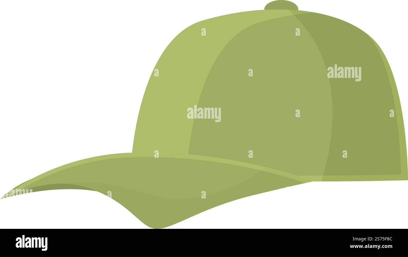 Vecteur de dessin animé d'icône de casquette de baseball verte. Modèle de chapeau. Mode clipsé. Vecteur de dessin animé d'icône de casquette de baseball verte. Modèle de chapeau Illustration de Vecteur