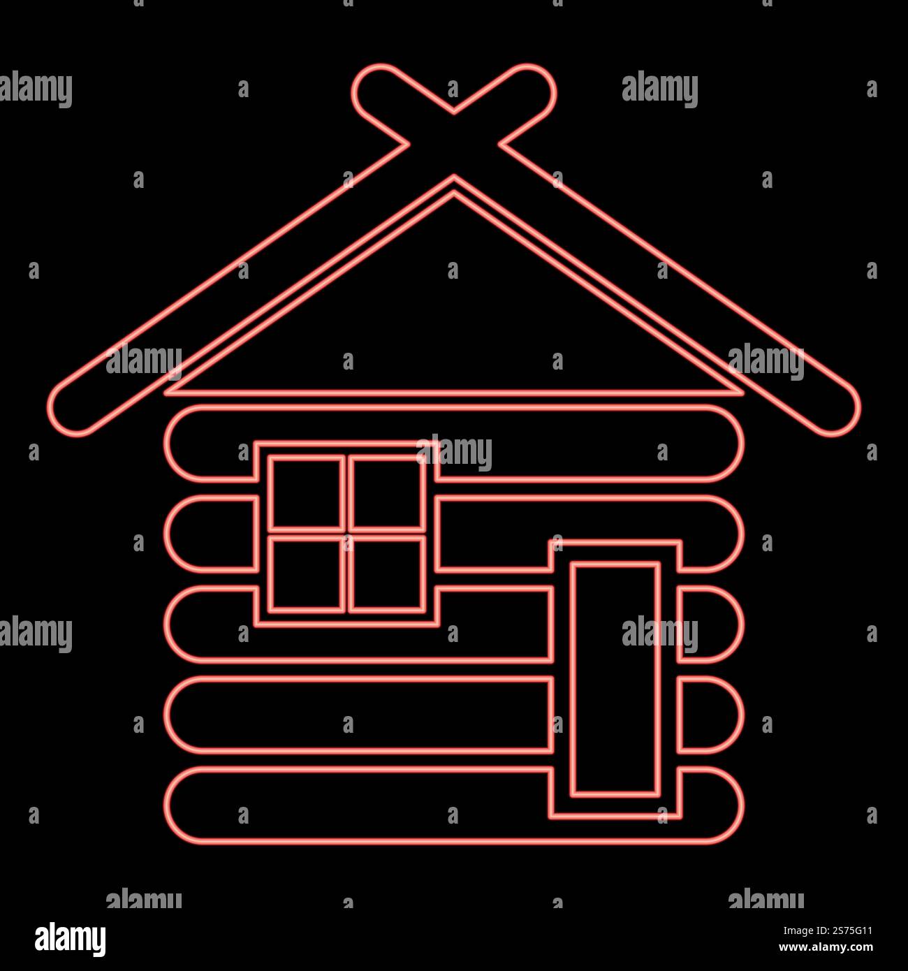 Néon maison en bois grange avec bois cabines en rondins modulaires cabines en bois maisons modulaires couleur rouge illustration vectorielle image lumière de style plat. Néon maison en bois grange avec bois cabines en rondins modulaires cabines en bois maisons modulaires couleur rouge illustration vectorielle image style plat Illustration de Vecteur