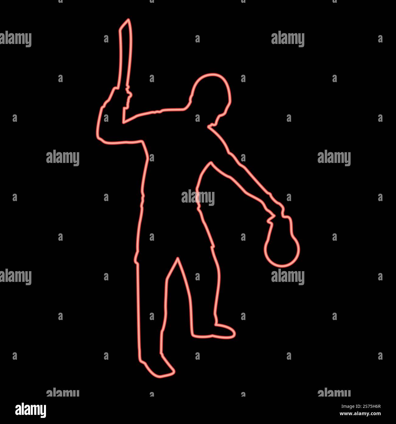 Néon homme avec l'épée machette armes froides dans la main militaire homme soldat militaire dans diverses positions Hunter avec combat de couteau pose fort défenseur guerrier concept armement debout tenant quelque chose rouge couleur vecteur illustration image plat style lumière. Homme néon avec l'épée machette armes froides dans la main militaire homme soldat militaire dans les positions Hunter avec combat de couteau pose fort défenseur Warrior concept armement stand tenant la chose rouge couleur illustration vectorielle image style plat Illustration de Vecteur