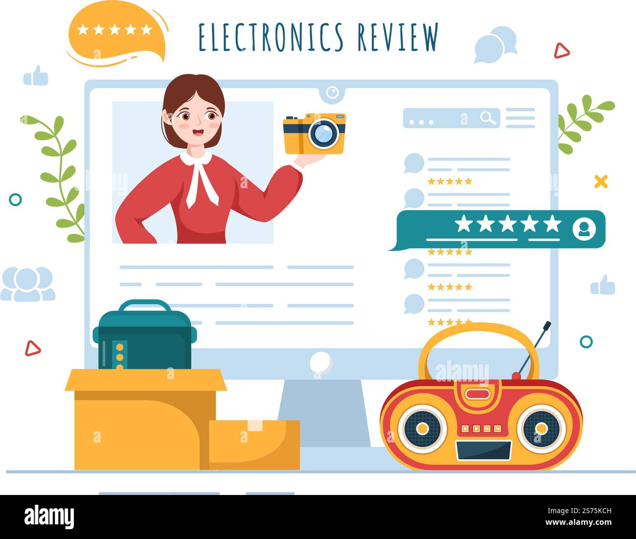 Examen de l'électronique avec évaluation par le client de la qualité de service ou de l'application et commentaires dans l'illustration des modèles de dessin animé à main de dessin animé à plat Illustration de Vecteur Examen de l'électronique avec évaluation par le client de la qualité de service ou de l'application et commentaires dans l'illustration des modèles de dessin animé à main de dessin animé à plat Illustration de Vecteur