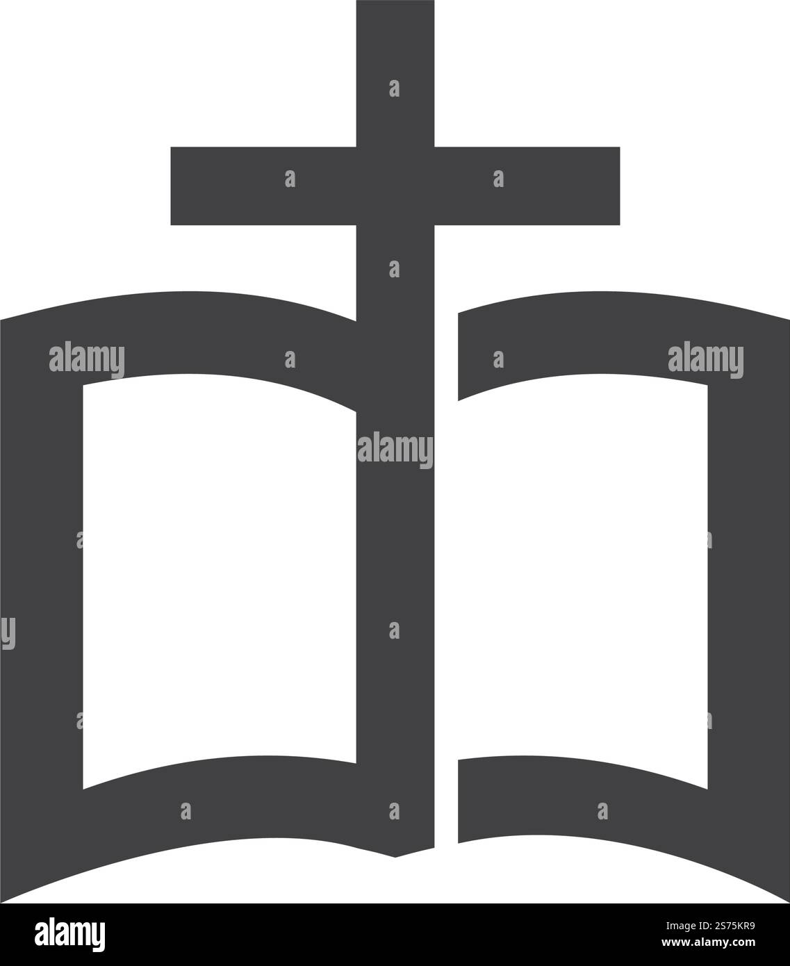 Livre de Bible avec le symbole de l'église logo vecteur design plat Illustration de Vecteur