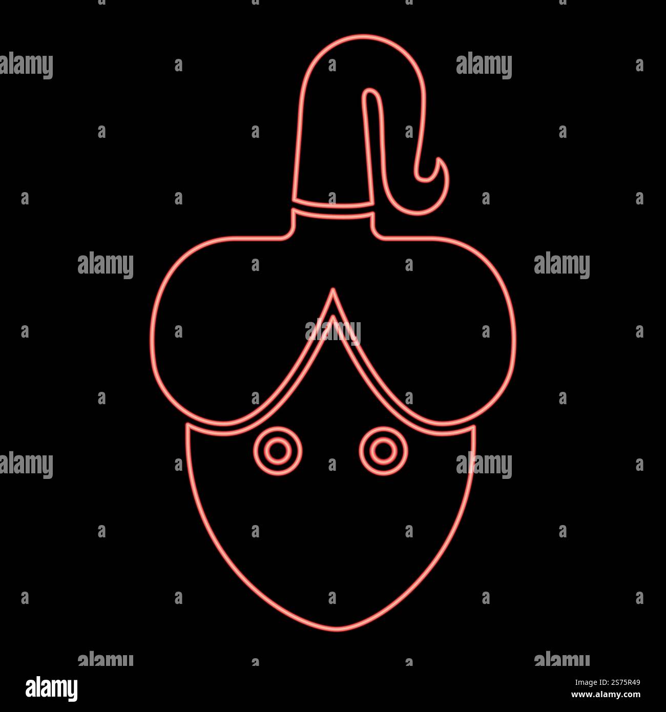 Tête de femme néon avec le visage de faux en avant rouge illustration vectorielle image de style plat lumière. Tête de femme néon avec le visage de faux en avant rouge illustration vectorielle image style plat Illustration de Vecteur