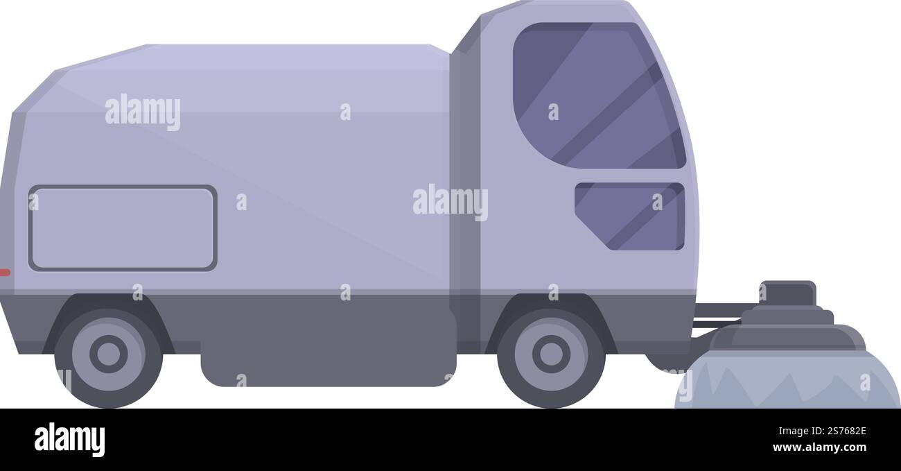 Vecteur de dessin animé d'icône de balayeur d'ordures. Camion routier. Poussière de lave-linge. Vecteur de dessin animé d'icône de balayeur d'ordures. Camion routier Illustration de Vecteur