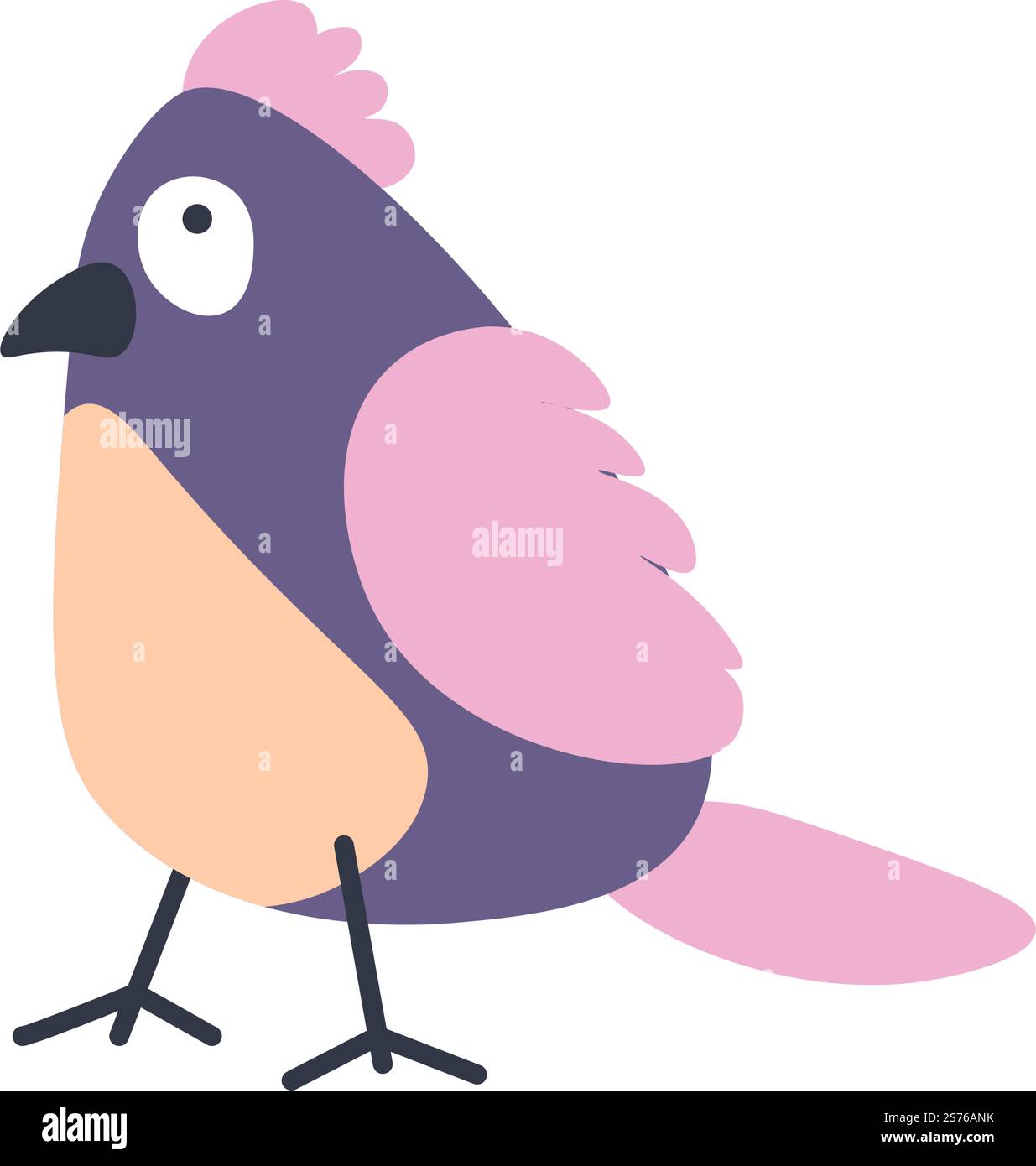 Oiseau coloré, animal aviaire avec des plumes et plumage. Espèce isolée avec griffes et bec, personnage exotique ou tropical. Caractère avec queue et ailes, nature sauvage et faune. Vecteur dans le style plat. Animal aviaire avec vecteur de portrait de plumage coloré Illustration de Vecteur