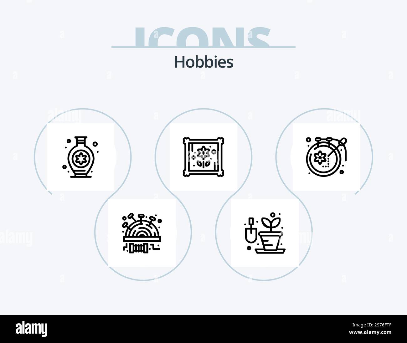 Hobbies Line Icon Pack 5 Icon Design. passe-temps. papier. art origami. conception Illustration de Vecteur
