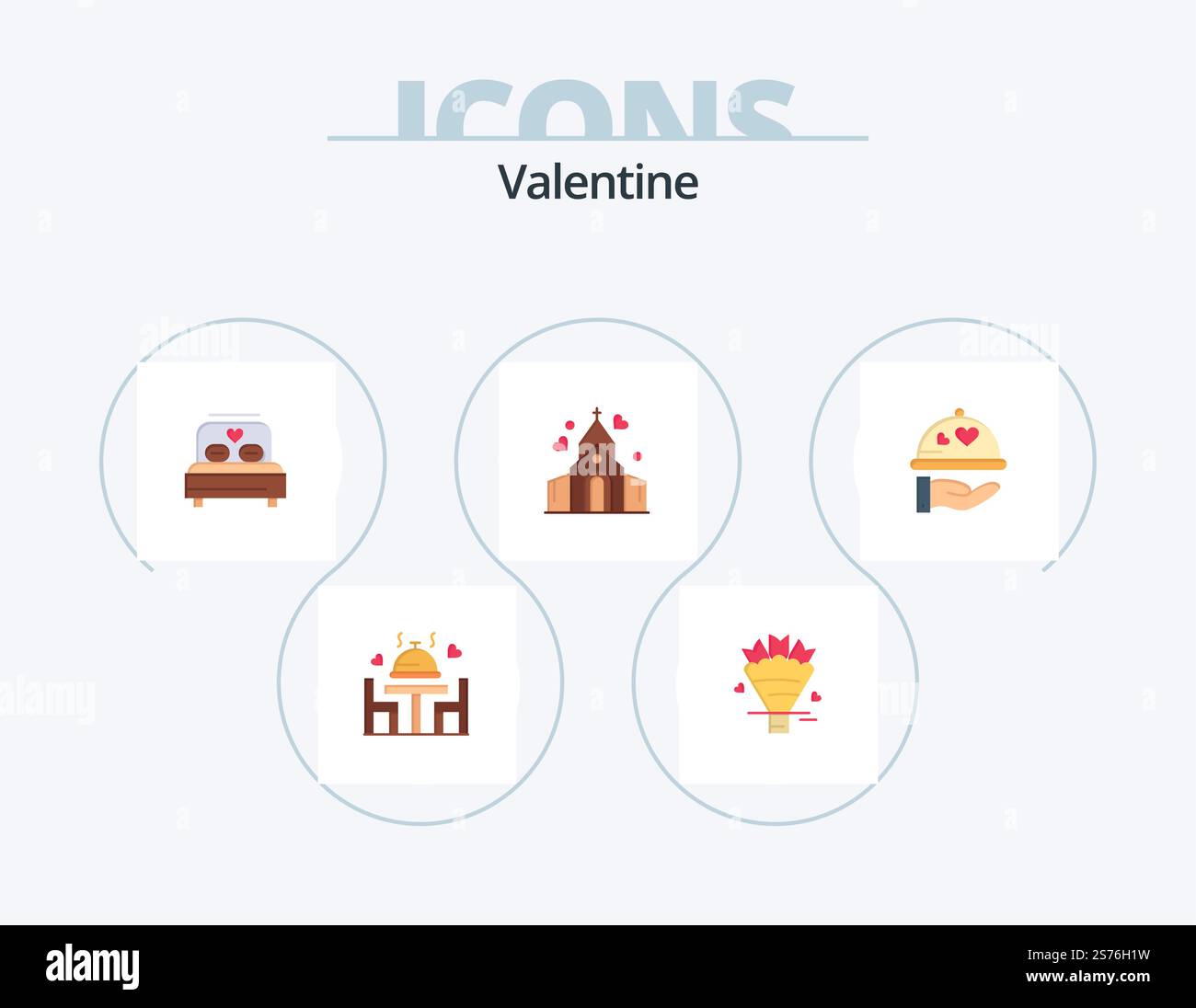 Lot de 5 icônes plates de la Saint-Valentin. amour. amour. beauté. jour. saint-valentin Illustration de Vecteur