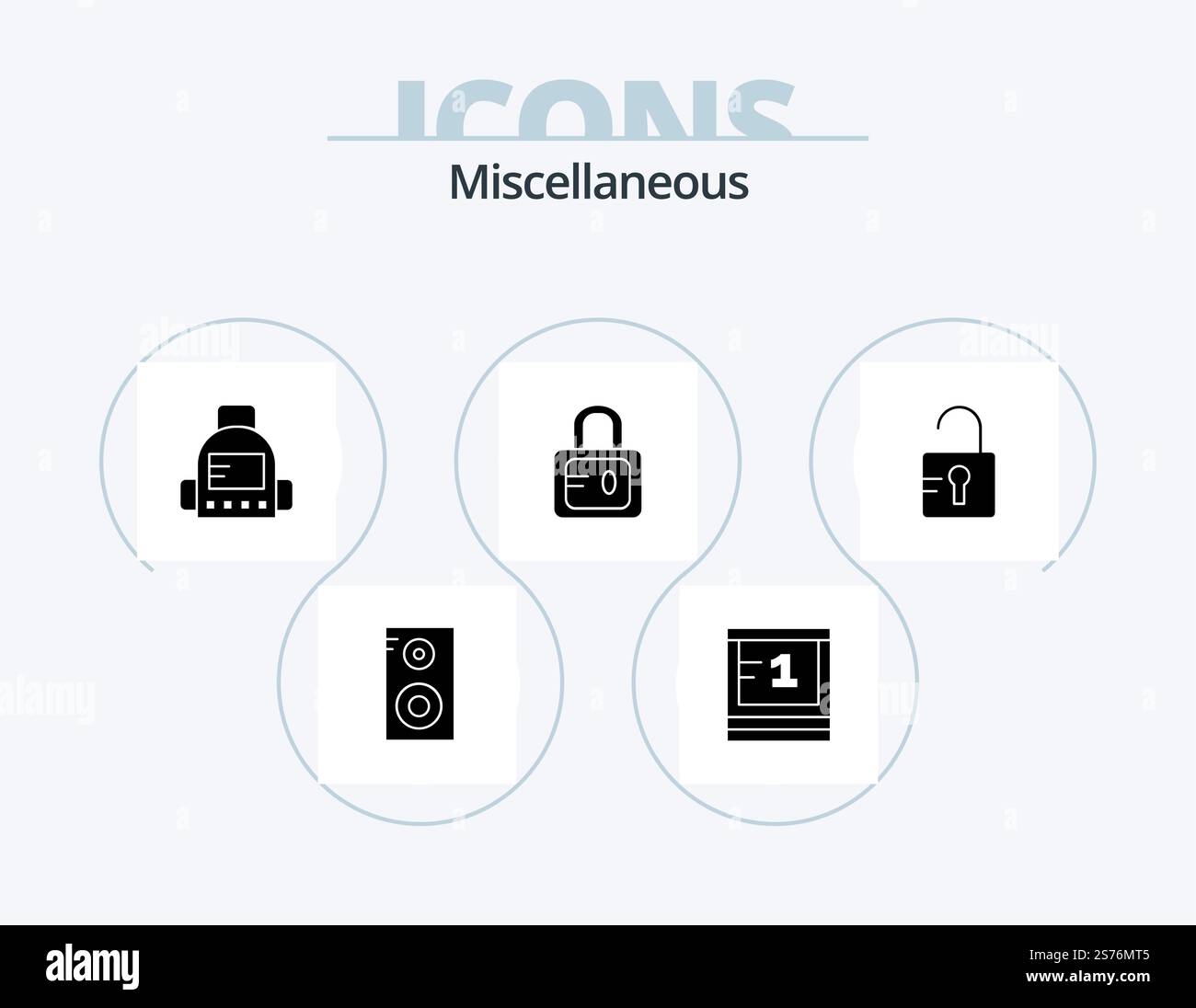 Divers Glyph Icon Pack 5 Icon Design. . école. école. etude. etude Illustration de Vecteur