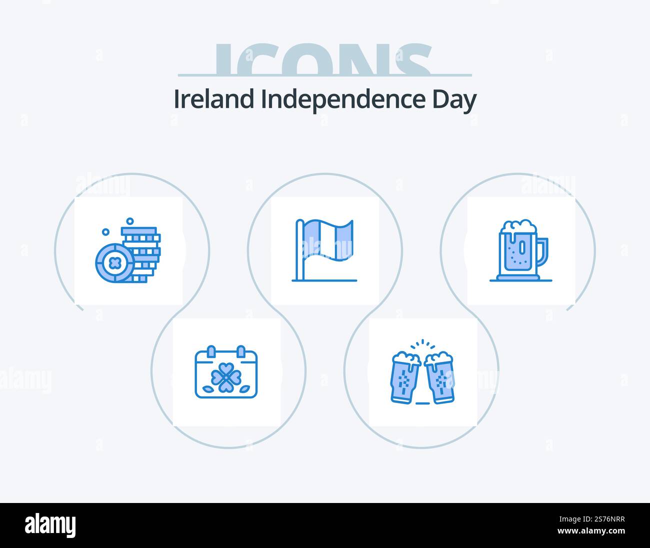 Ireland Independence Day Blue Icon Pack 5 Icon Design. bière. irlandais. verre. irlande. argent Illustration de Vecteur