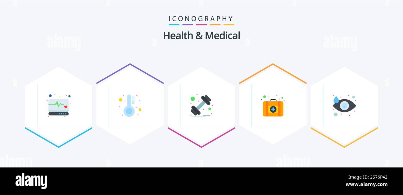 Health and Medical 25 Pack d'icônes plates comprenant les yeux. pleurs. haltère. médecine. premiers soins Illustration de Vecteur