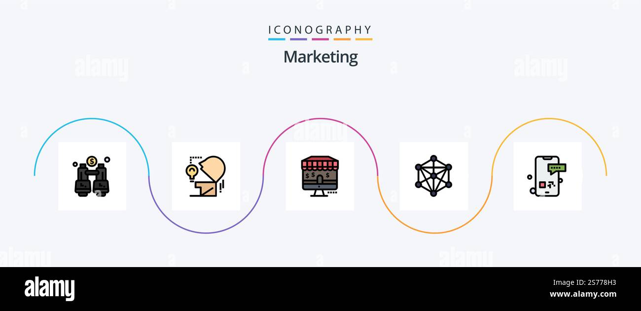 Pack de 5 icônes de la ligne marketing comprenant le téléphone. communication. en ligne. machine. langue Illustration de Vecteur