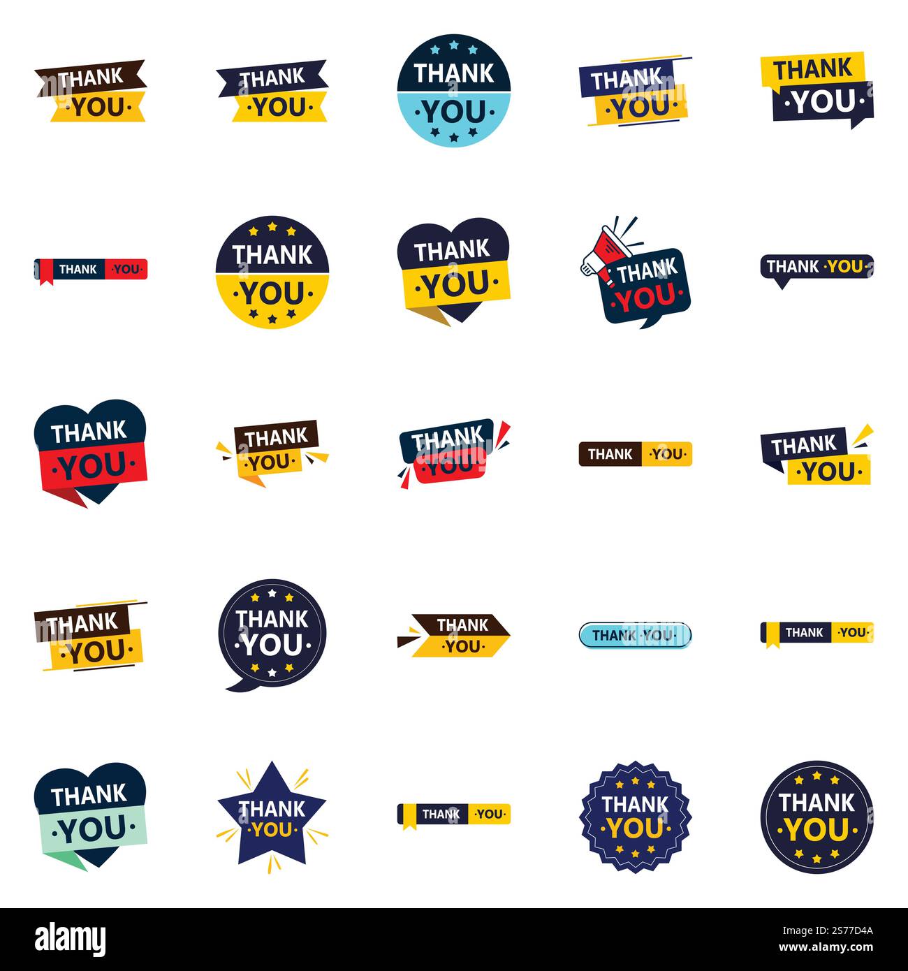Merci 25 éléments vectoriels frais pour une torsion moderne sur la gratitude Illustration de Vecteur