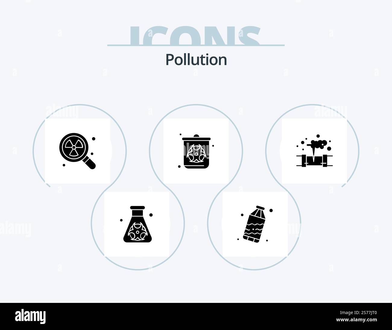 Pollution Glyph Icon Pack 5 Icon Design. pollution. gaz. radioactif. déchets. gaz Illustration de Vecteur