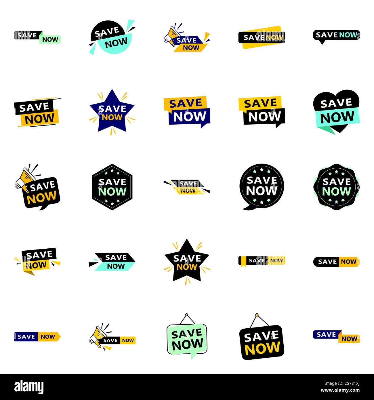 Économisez dès maintenant 25 modèles typographiques uniques pour vous démarquer et réaliser des économies Illustration de Vecteur