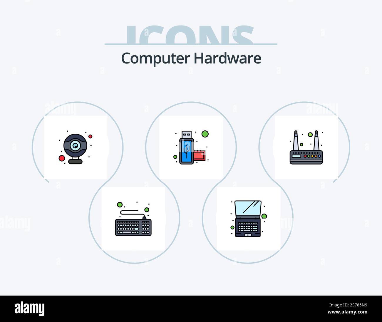 Pack d'icônes 5 de la gamme matériel informatique conception d'icônes. . webcam. arrêt. matériel. disque dur Illustration de Vecteur