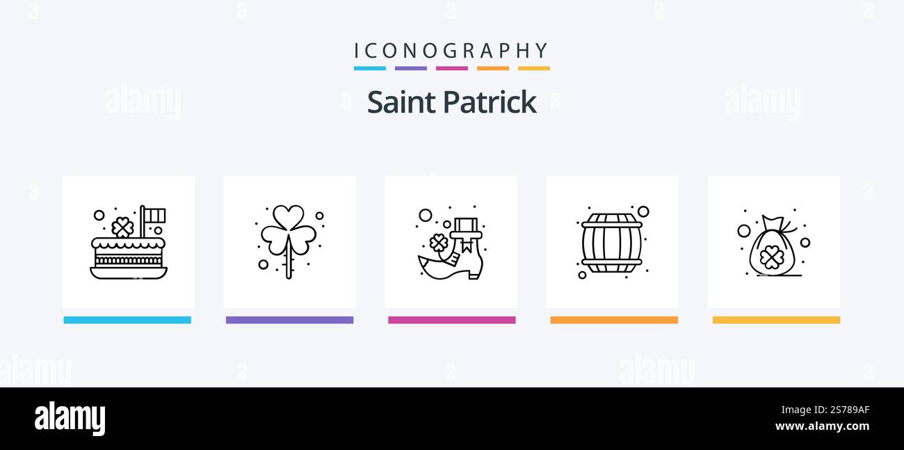 Pack icône Saint Patrick Line 5 avec patrick. irlandais. patrick. irlande. saint patrick. Création d'icônes créatives Illustration de Vecteur