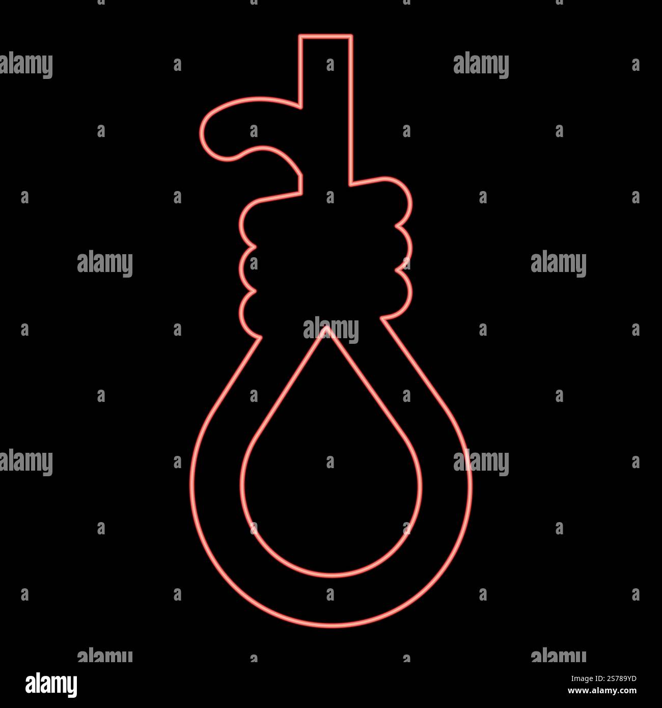Boucle de néon pour potence Hangman & rsquo ; s noose Rope suicide lynching rouge couleur vecteur illustration image plat style lumière. Boucle de néon pour potence Hangman & rsquo ; s noose Rope suicide lynching rouge couleur vecteur illustration image style plat Illustration de Vecteur