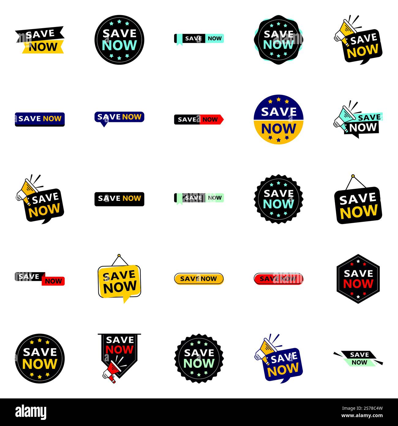 Économisez dès maintenant 25 modèles typographiques uniques pour vous démarquer et réaliser des économies Illustration de Vecteur