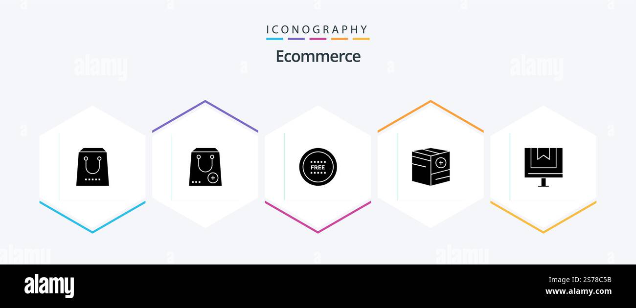 Pack d'icônes Glyph eCommerce 25 avec commerce. ajouter. e. boutique. gratuit Illustration de Vecteur