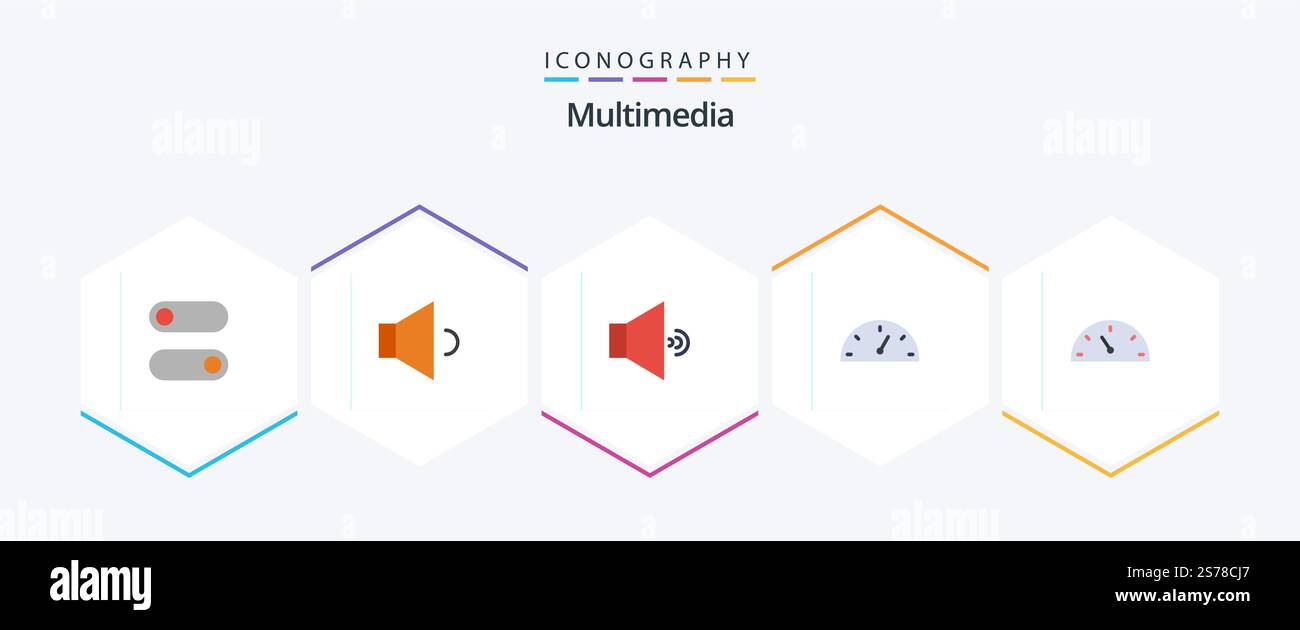 Pack Multimedia 25 Flat Icon inclus . performances. Illustration de Vecteur