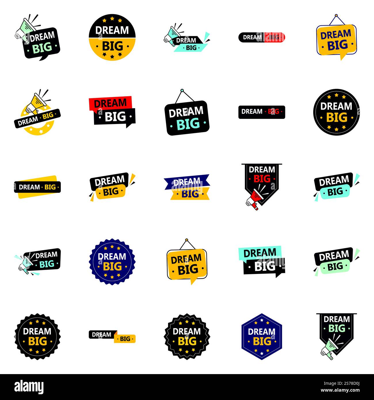 25 Images vectorielles polyvalentes pour réaliser vos rêves et vos objectifs Illustration de Vecteur