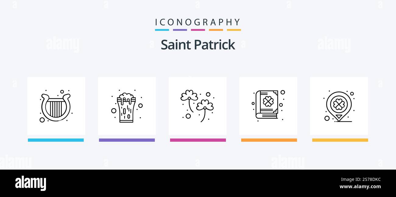 Pack icône Saint Patrick Line 5 comprenant fortune. irlandais. irlandais. irlande. papier. Création d'icônes créatives Illustration de Vecteur