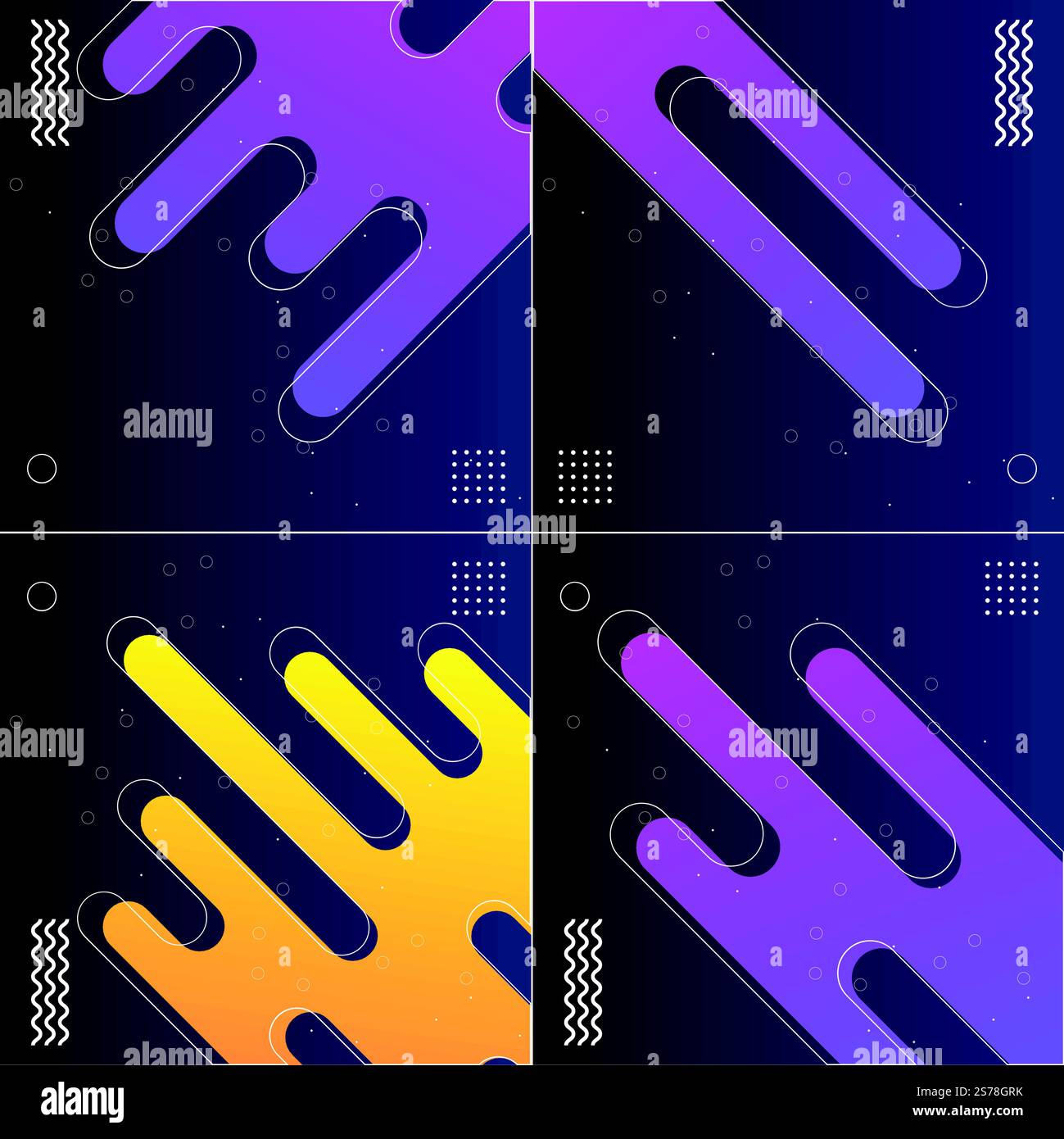Motifs vectoriels sans couture avec rayures diagonales Lot de 4 1950s-1960s motifs Illustration de Vecteur