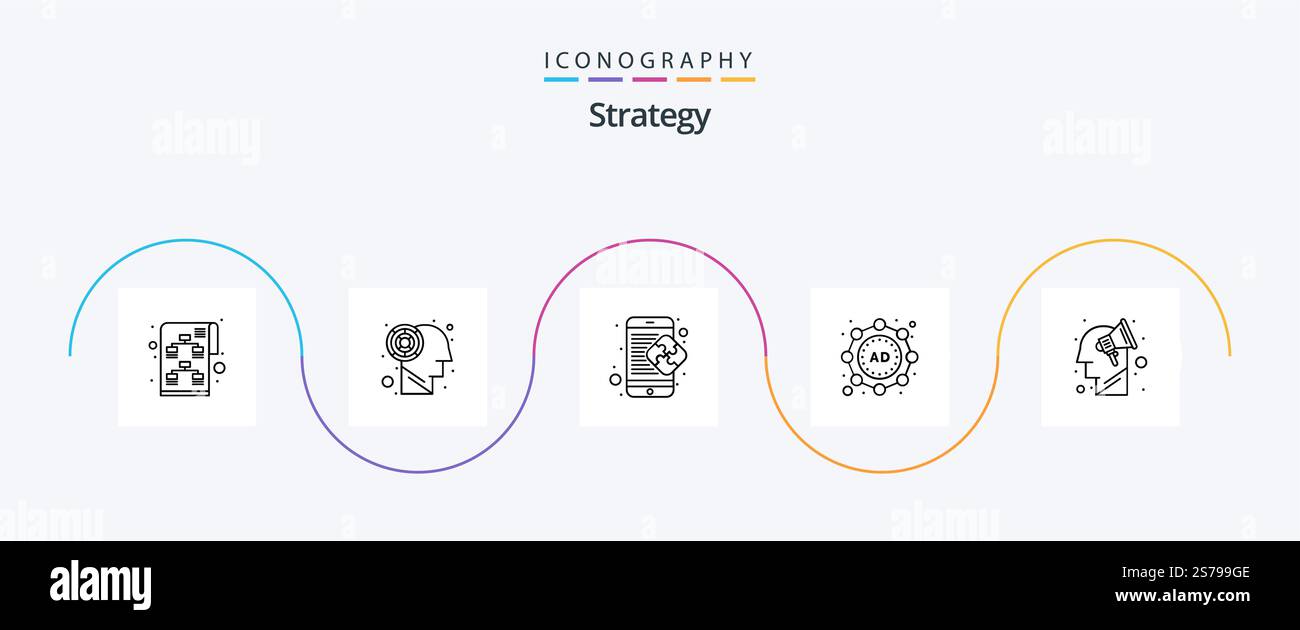 Pack d'icônes Strategy Line 5 comprenant la stratégie. campagne. puzzle. stratégie. publicité Illustration de Vecteur