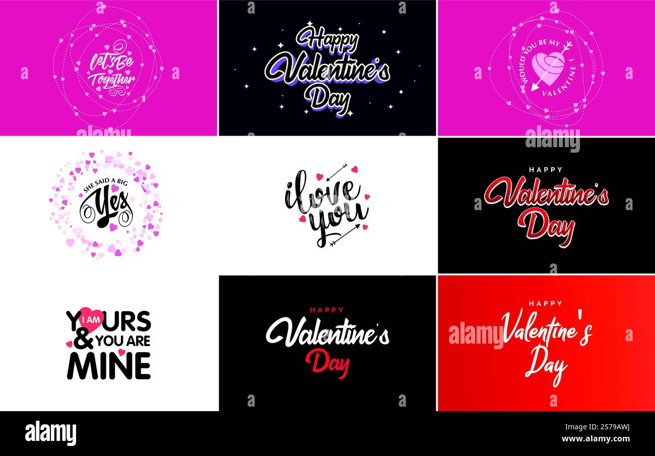 Modèle de carte de voeux Happy Valentine & rsquo ; s Day avec un thème floral et un schéma de couleurs roses Illustration de Vecteur