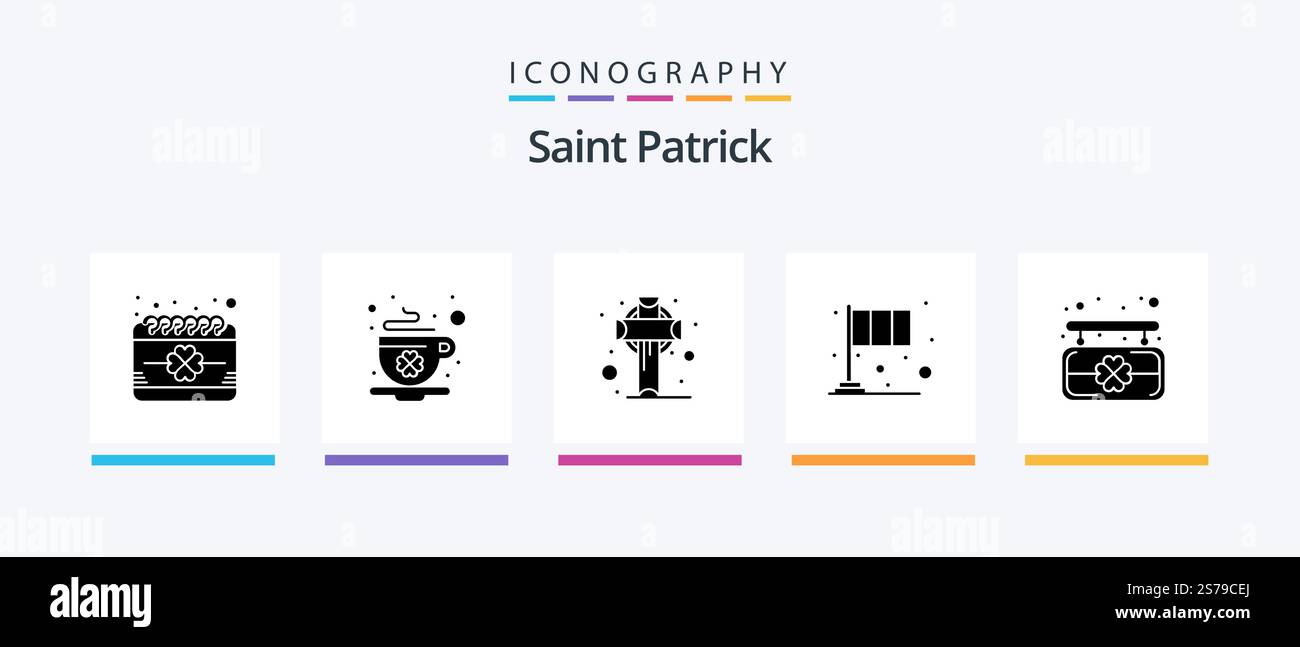 Pack icône Saint Patrick Glyph 5 avec patrick. drapeau. jour. festival. saint. Création d'icônes créatives Illustration de Vecteur