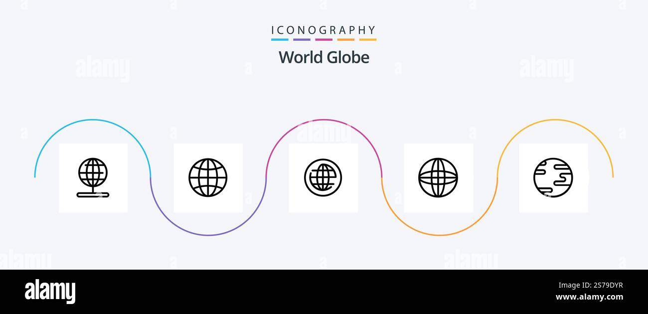 Pack icône globe Line 5 inclus . globe. global. masse. internet Illustration de Vecteur