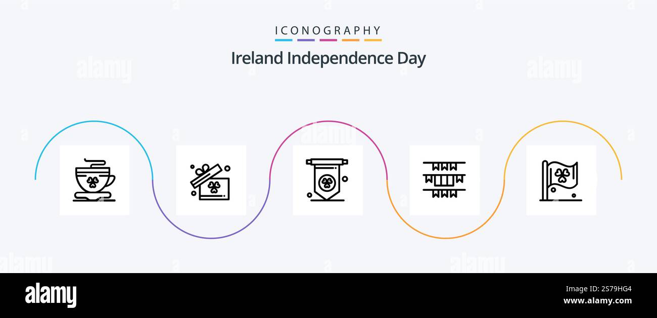 Ireland Independence Day Line 5 Icon Pack inclus . irlande. bannière. signe. irlandais Illustration de Vecteur