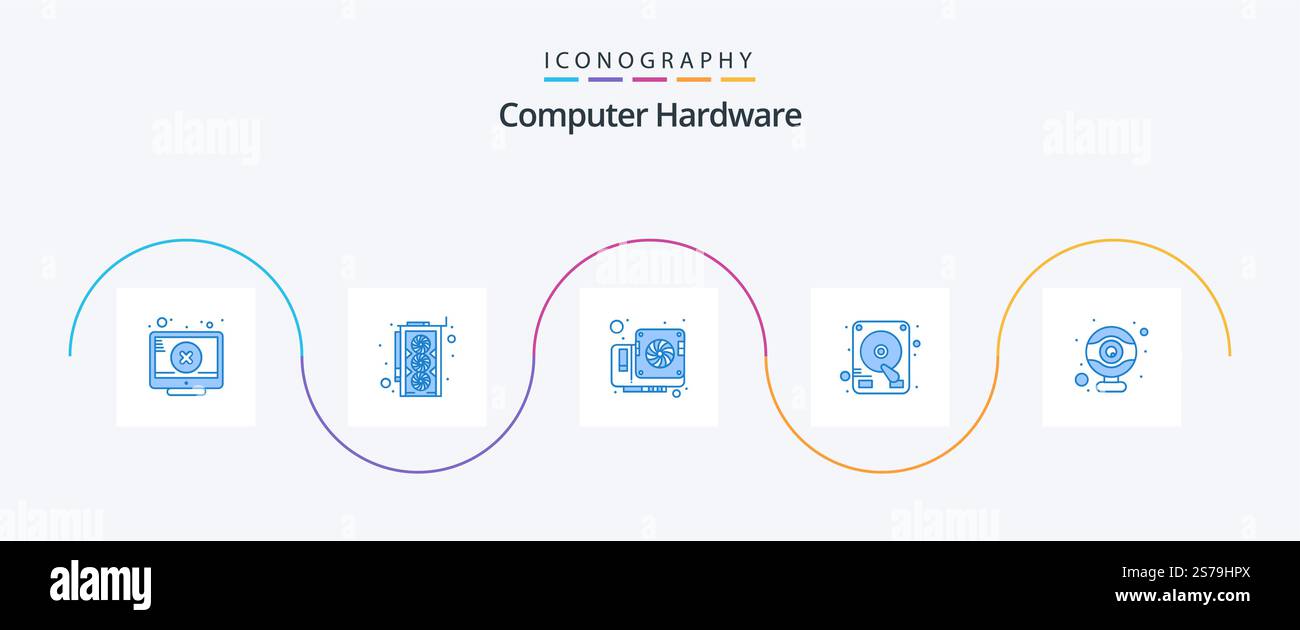 Matériel informatique Blue 5 Icon Pack inclus . matériel. ordinateur. ordinateur. lecteur Illustration de Vecteur