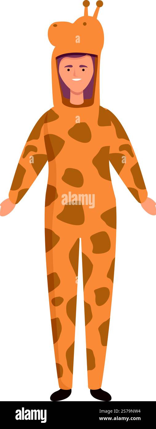 Vecteur de dessin animé d'icône de costume d'animal d'halloween girafe. Enfant mignon. Mascotte fantaisie. Vecteur de dessin animé d'icône de costume d'animal d'halloween girafe. Enfant mignon Illustration de Vecteur
