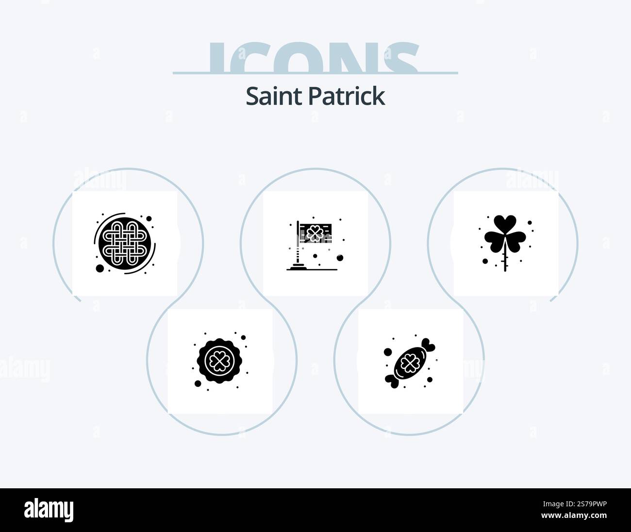 Saint Patrick Glyph Icon Pack 5 Icon Design. jour. irlandais. nœud celtique. drapeau. jour Illustration de Vecteur