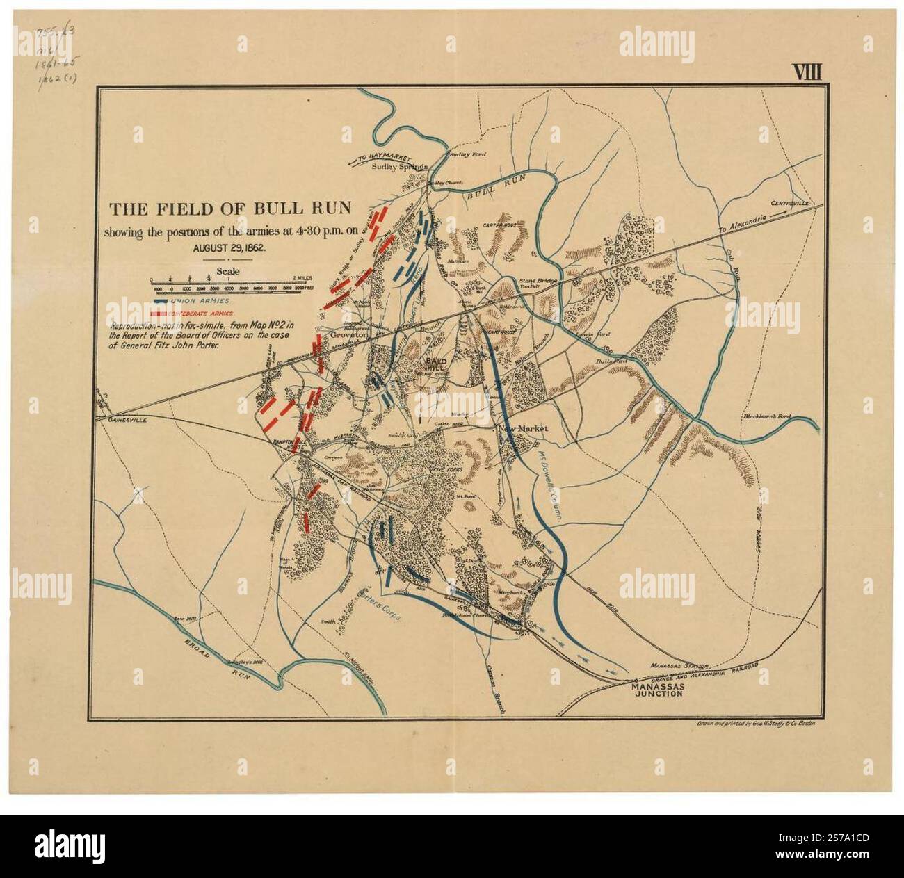 Le champ de Bull Run : montrant les positions des armées à 16h30 le 29 août 1862 1898 par Geo. W. Stadly & Co., cordes John Codman Banque D'Images
