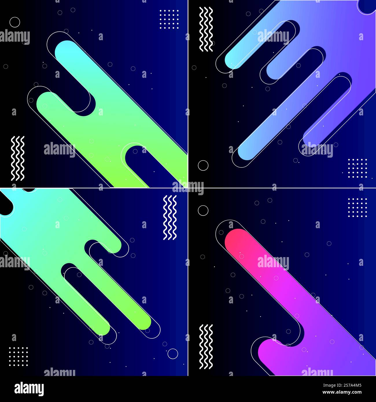 Motifs vectoriels sans couture avec rayures diagonales Lot de 4 1950s-1960s motifs Illustration de Vecteur
