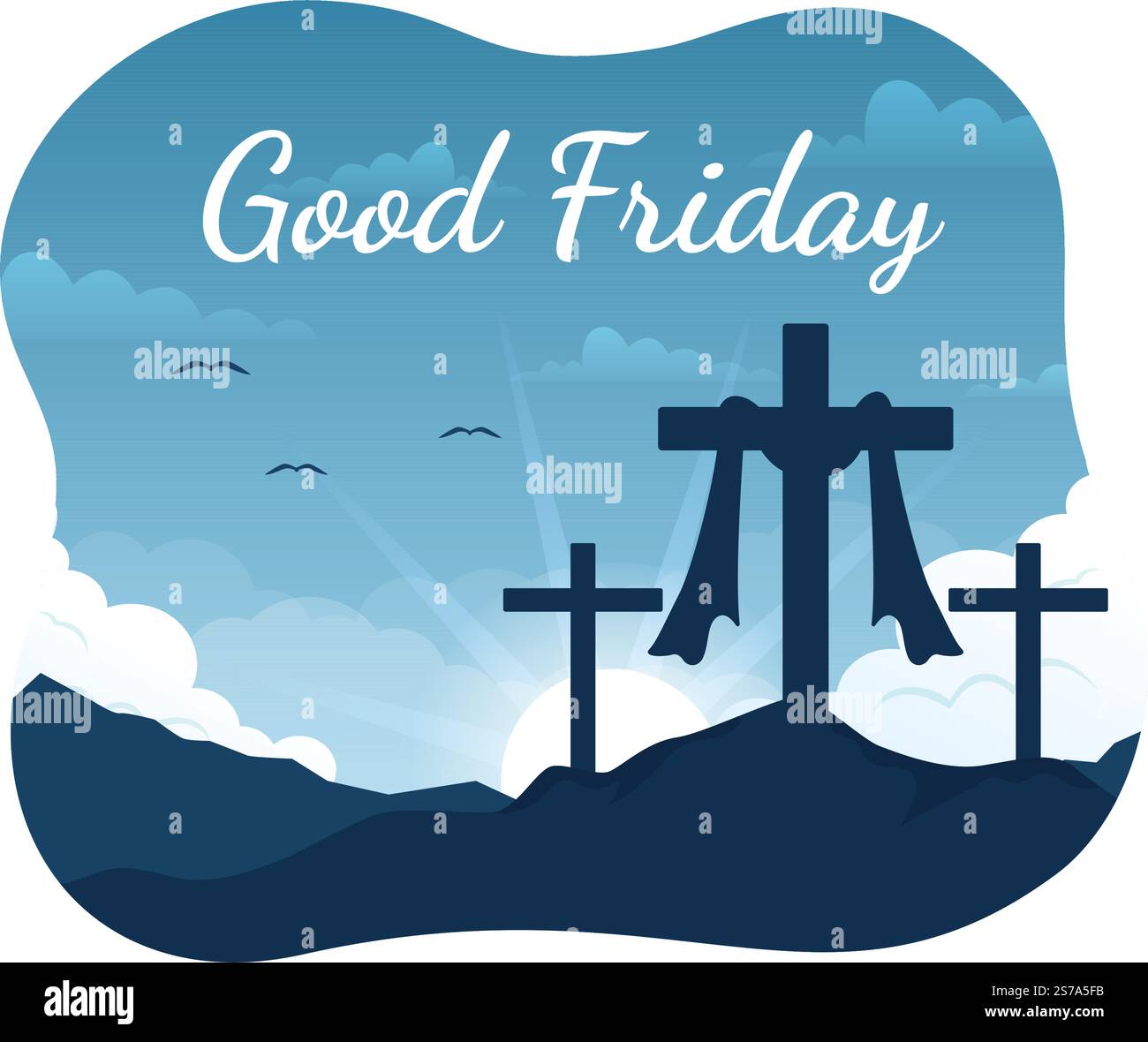 Bonne illustration du Vendredi avec la fête chrétienne de Jésus Christ Crucifixion en dessin à la main pour bannière Web ou modèles de page d'arrivée Illustration de Vecteur