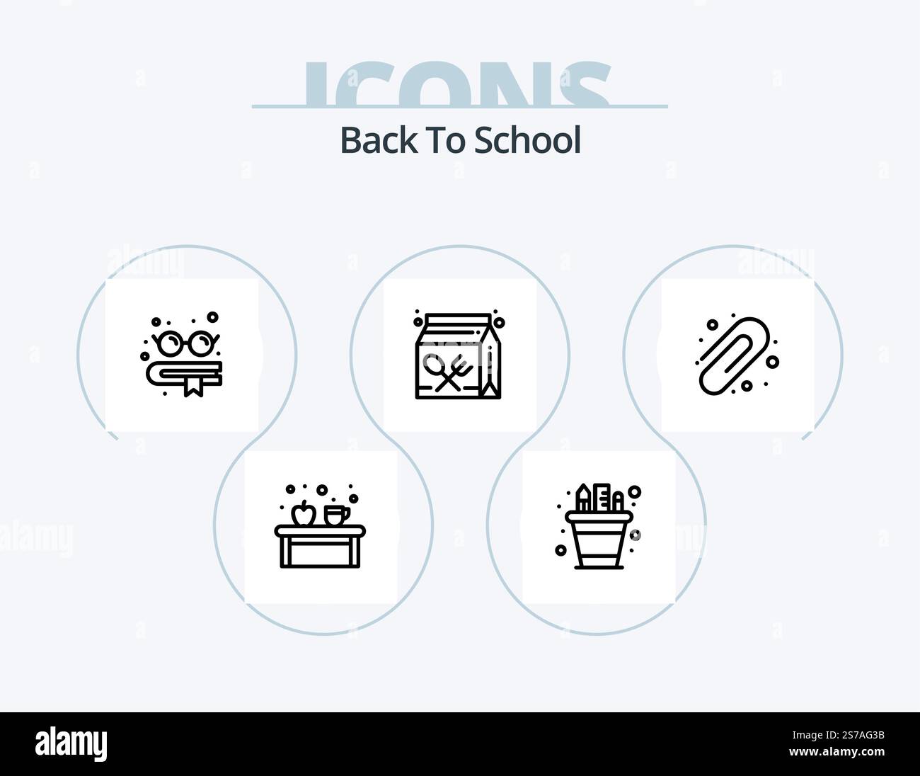 Retour à l'école Line Icon Pack 5 Icon Design. marqueur. école. apple. peinture. nourriture Illustration de Vecteur