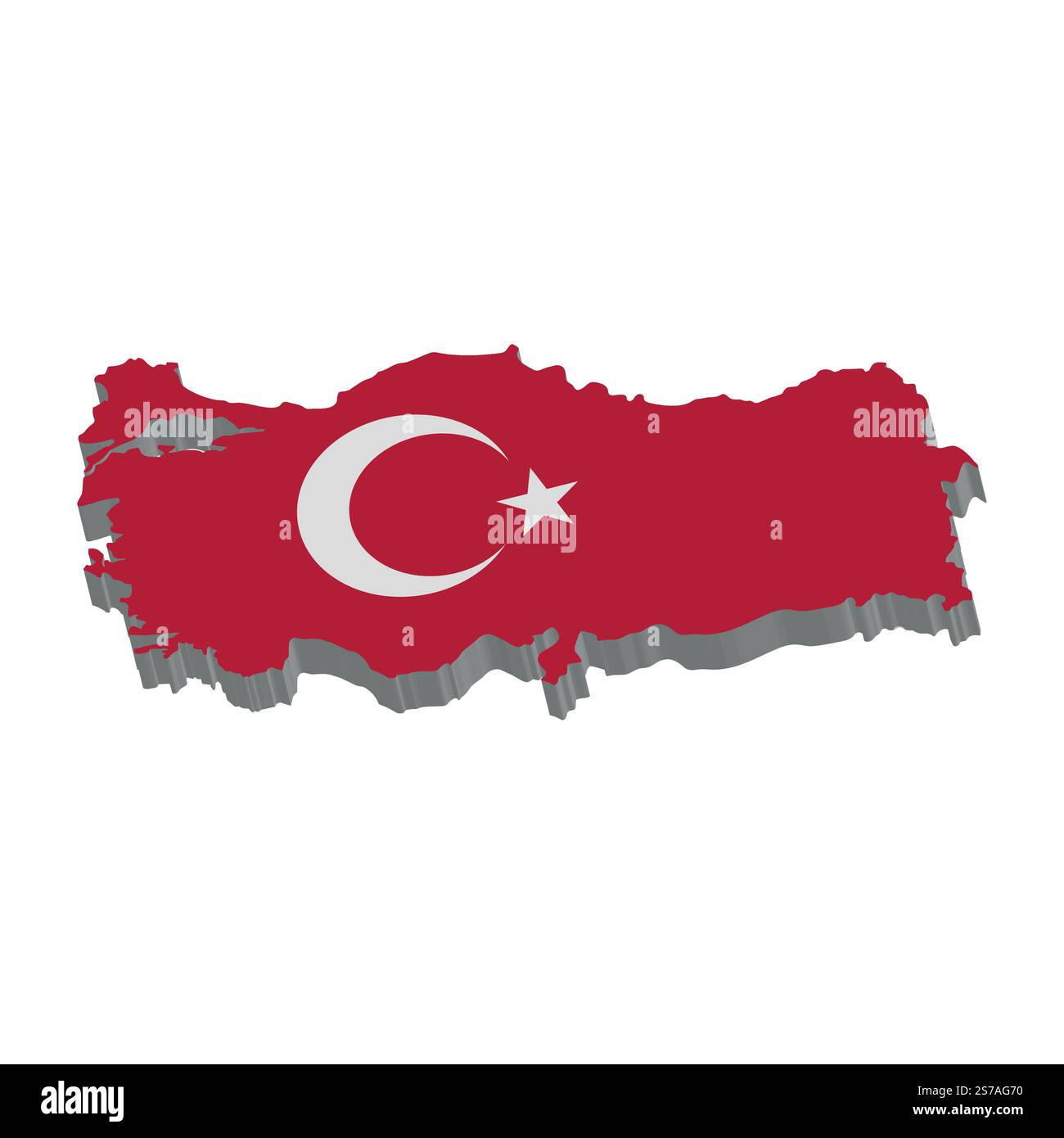 carte de turquie 3d dans la conception vectorielle d'illustration de drapeau turc sur fond blanc Illustration de Vecteur