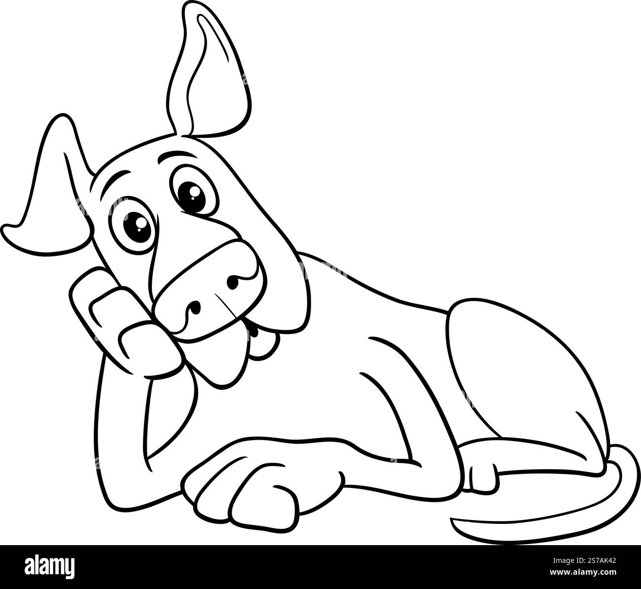 Illustration de dessin animé de drôle de chien comique animal page à colorier Illustration de Vecteur